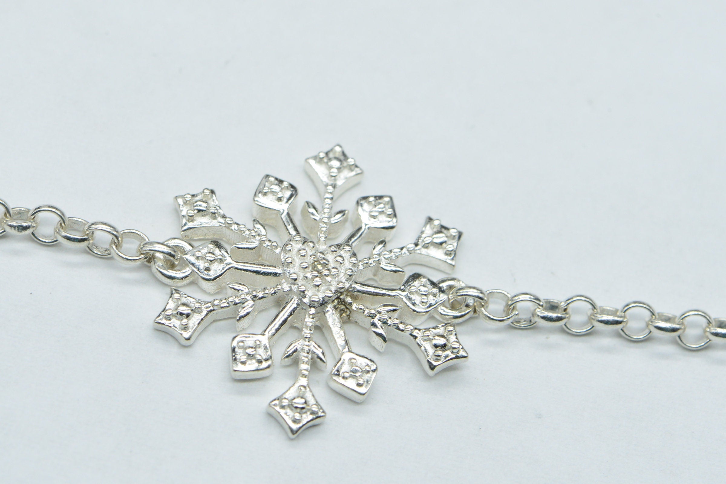 Diamond Snowflake connector Bracelet Link Unfinished Jewelry Components for Jewelry Sterling Silver