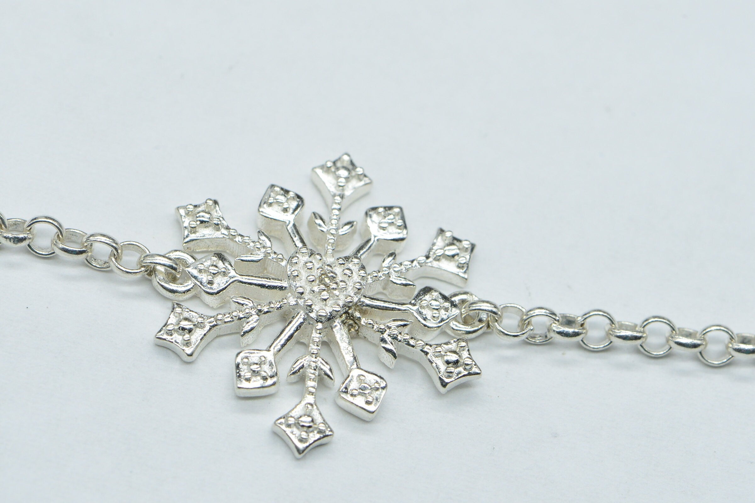 Diamond Snowflake connector Bracelet Link Unfinished Jewelry Components for Jewelry Sterling Silver