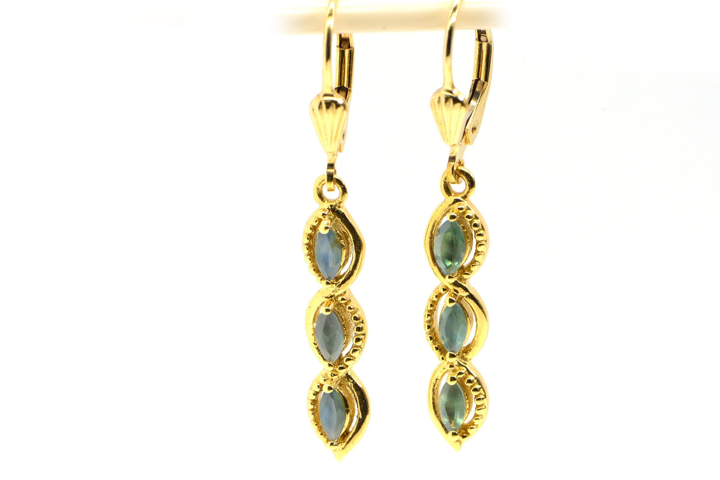 Grandidierite Marquise Earrings, 14K Yellow Gold Over Sterling Silver