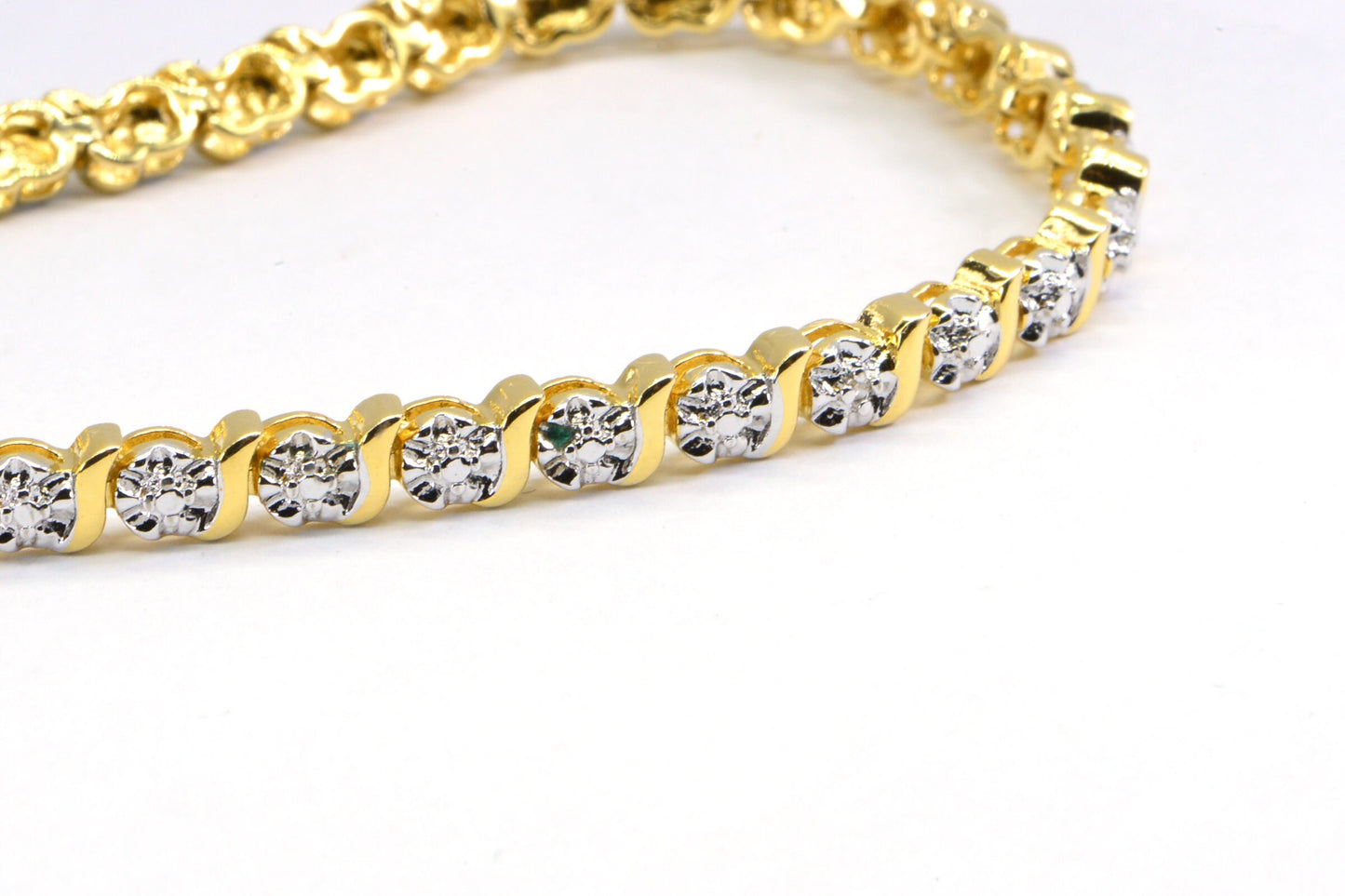 Gold Vermeil Diamond Tennis Bracelet, Estate Jewelry