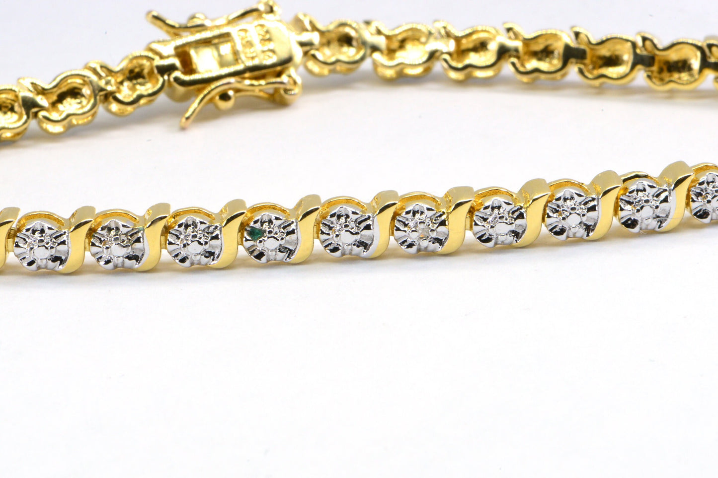 Gold Vermeil Diamond Tennis Bracelet, Estate Jewelry