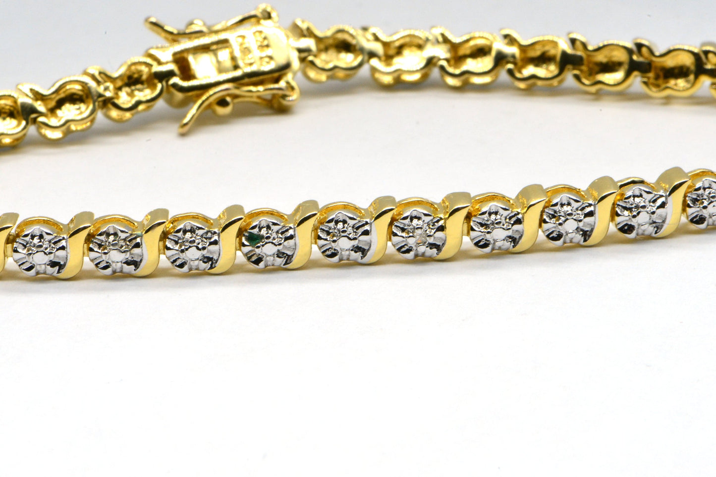 Gold Vermeil Diamond Tennis Bracelet, Estate Jewelry