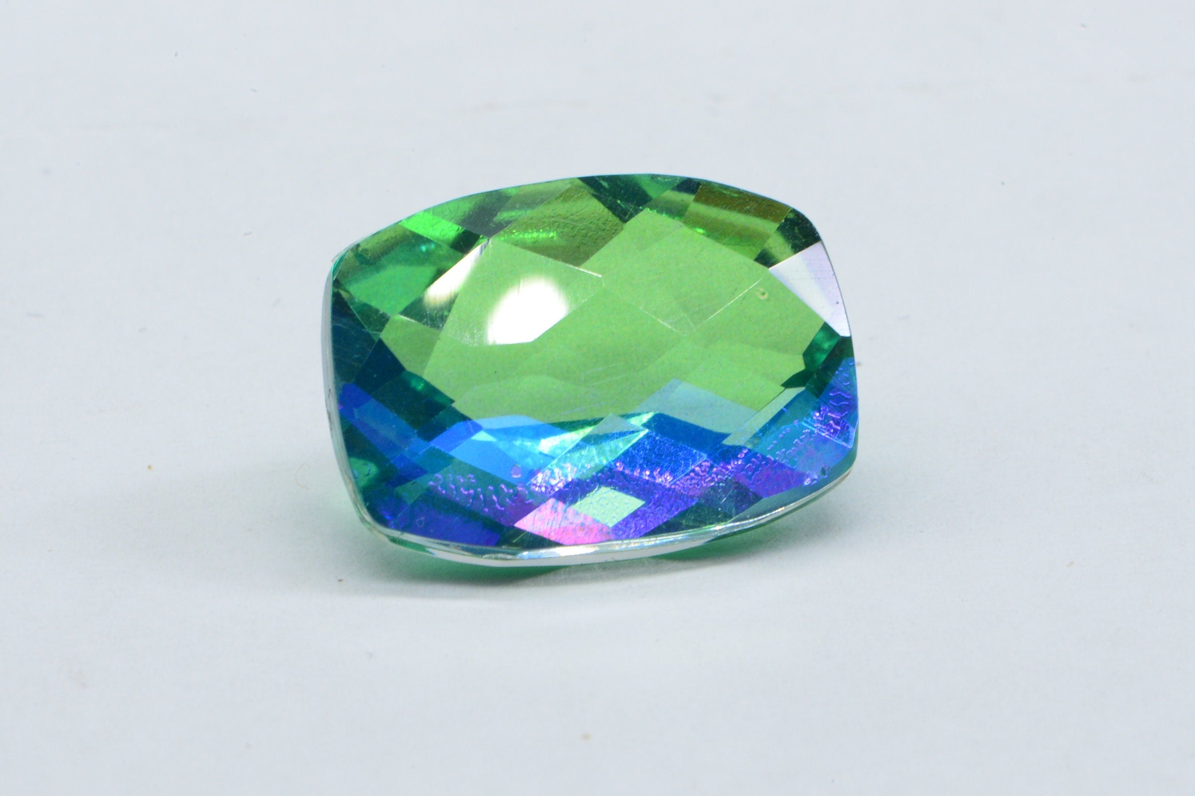 Peacock Quartz Octagon Multiple Cut 17X12X8.5mm Large Rectangle Cabochon