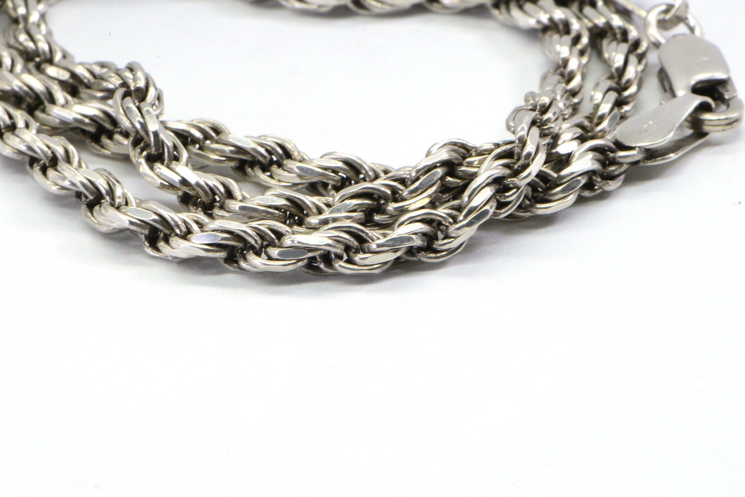 Italian Sterling Silver Diamond Cut Rope Chain - 16 inch