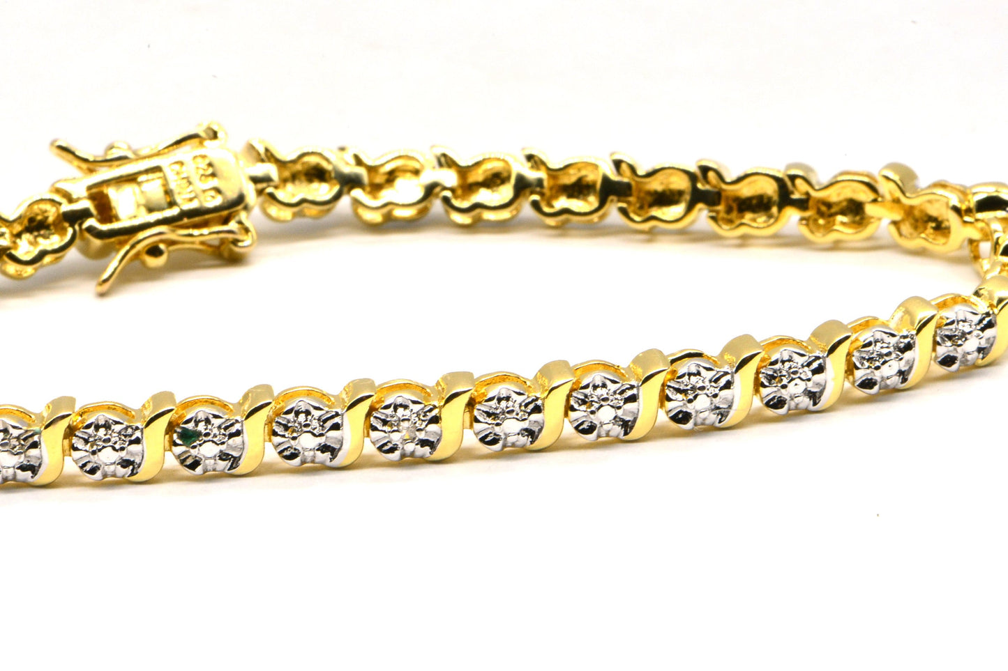 Gold Vermeil Diamond Tennis Bracelet, Estate Jewelry