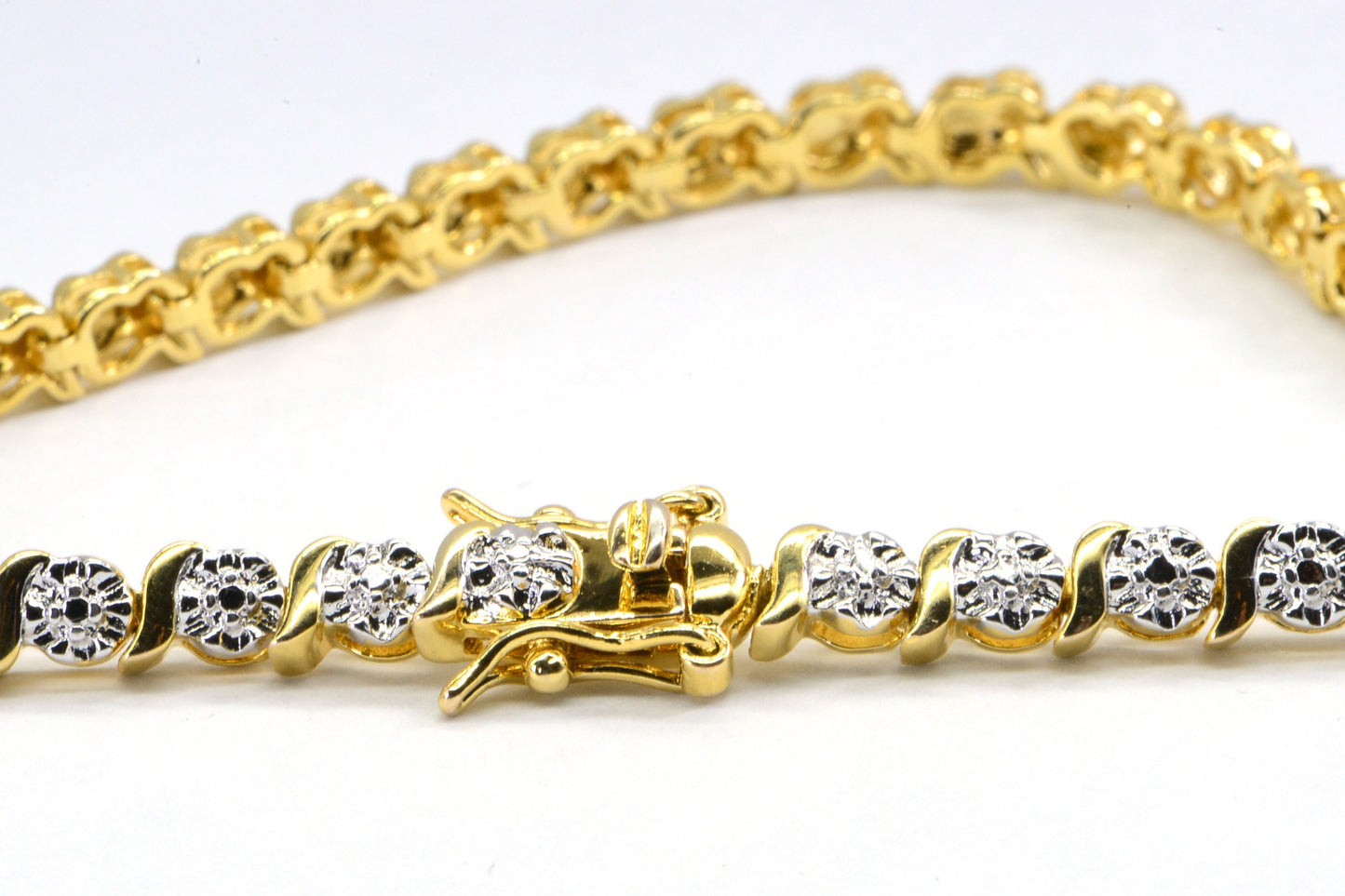 Gold Vermeil Diamond Tennis Bracelet, Estate Jewelry