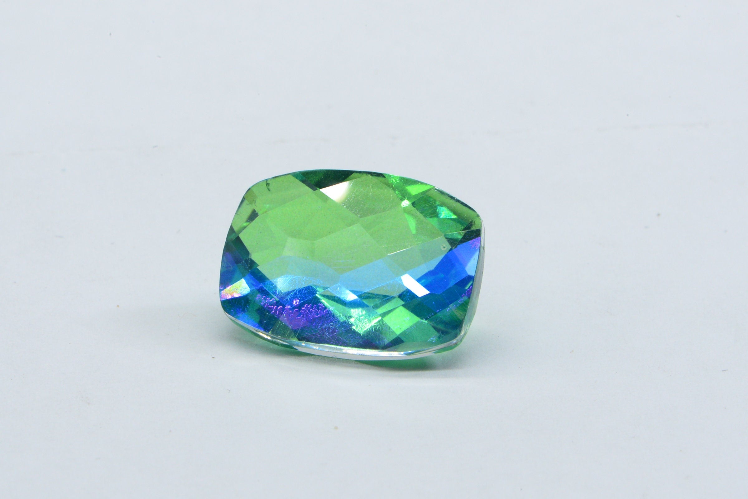 Peacock Quartz Octagon Multiple Cut 17X12X8.5mm Large Rectangle Cabochon