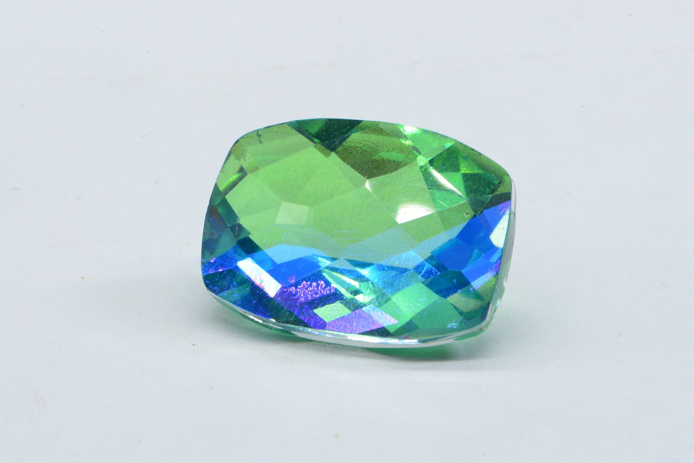 Peacock Quartz Octagon Multiple Cut 17X12X8.5mm Large Rectangle Cabochon