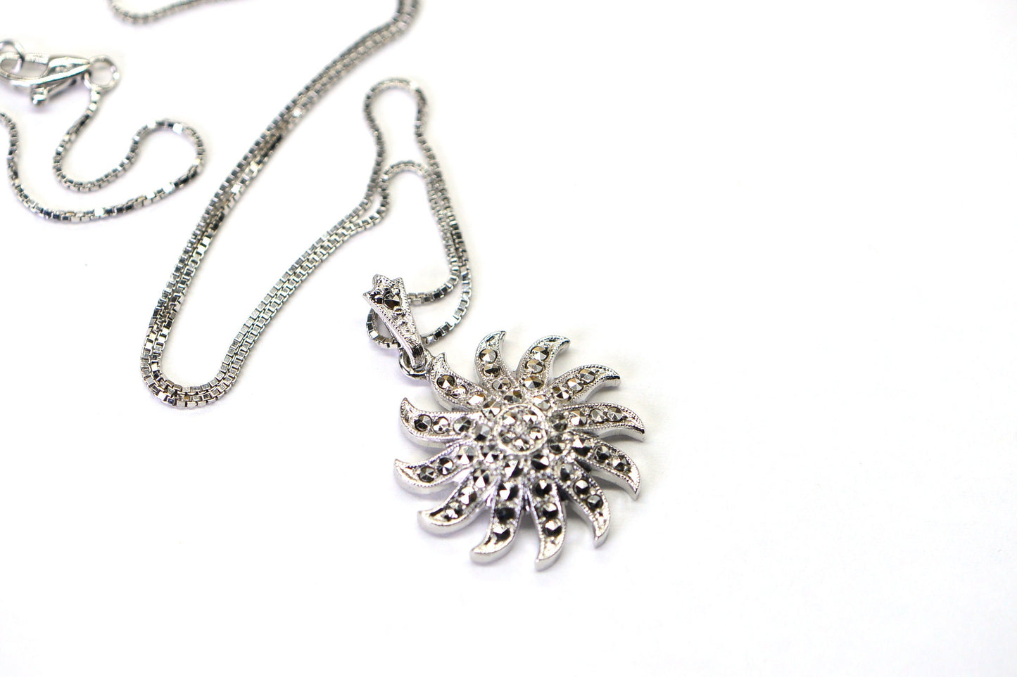 Silver Sapphire Pendant Necklace Vintage Pendant