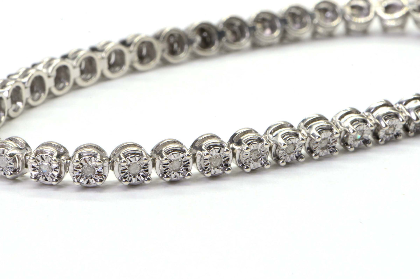 Genuine Diamond Tennis Bracelet Sterling Silver Finish Rhodium  Birthstone For April Vintage Bracelet