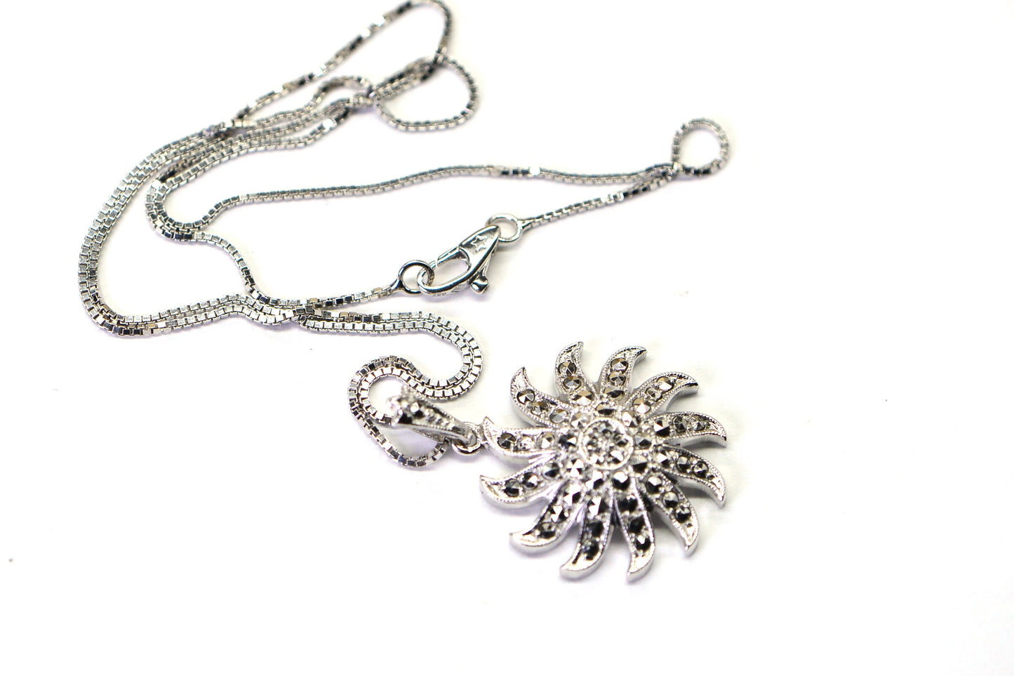 Silver Sapphire Pendant Necklace Vintage Pendant