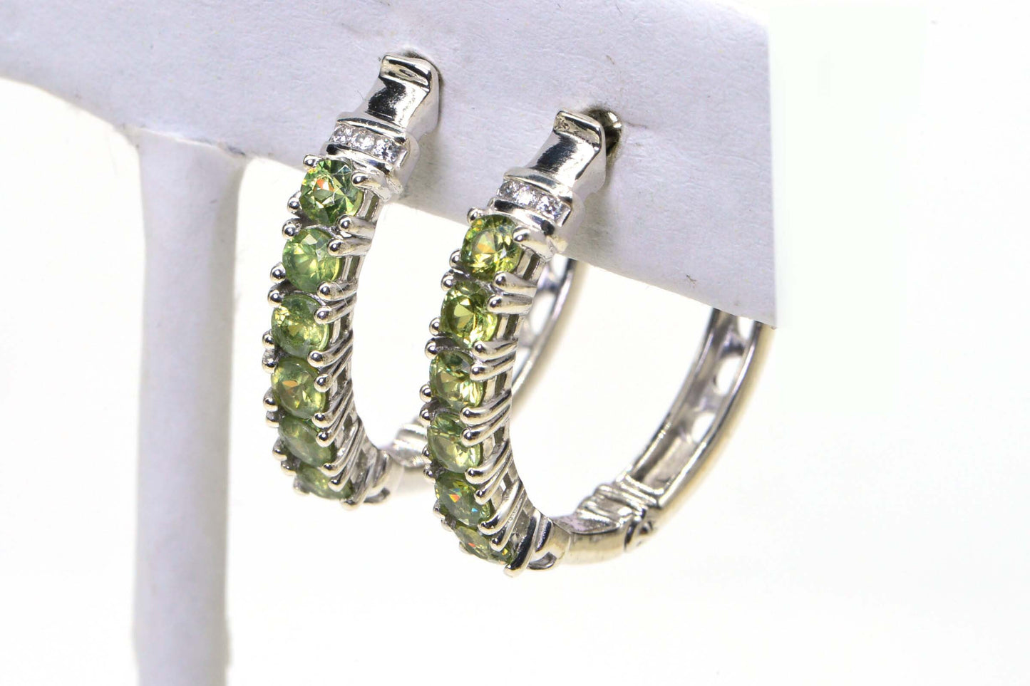 Natural Peridot Hinge Hoop Earrings Gemstone Hoops Birthstone For August Peridot Jewelry