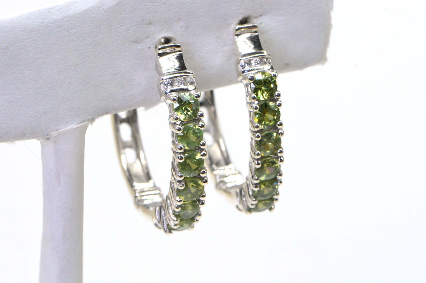 Natural Peridot Hinge Hoop Earrings Gemstone Hoops Birthstone For August Peridot Jewelry