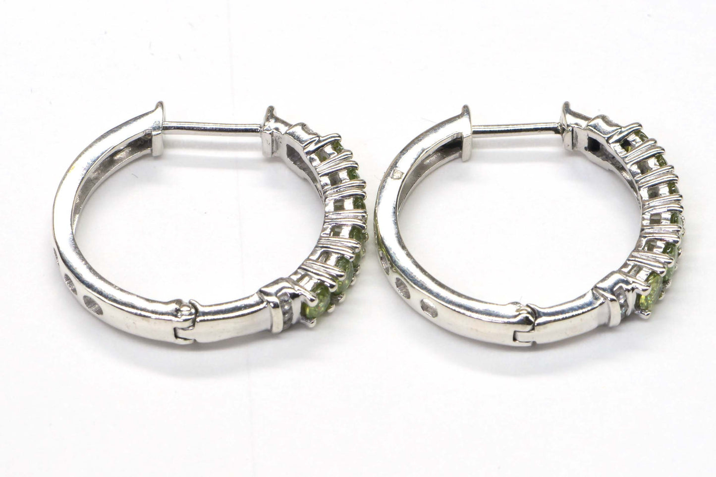 Natural Peridot Hinge Hoop Earrings Gemstone Hoops Birthstone For August Peridot Jewelry