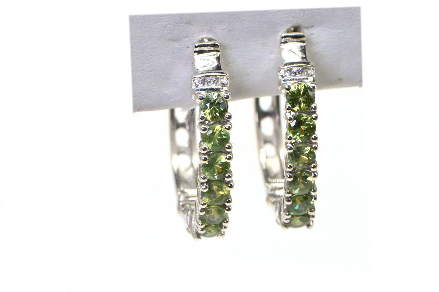 Natural Peridot Hinge Hoop Earrings Gemstone Hoops Birthstone For August Peridot Jewelry