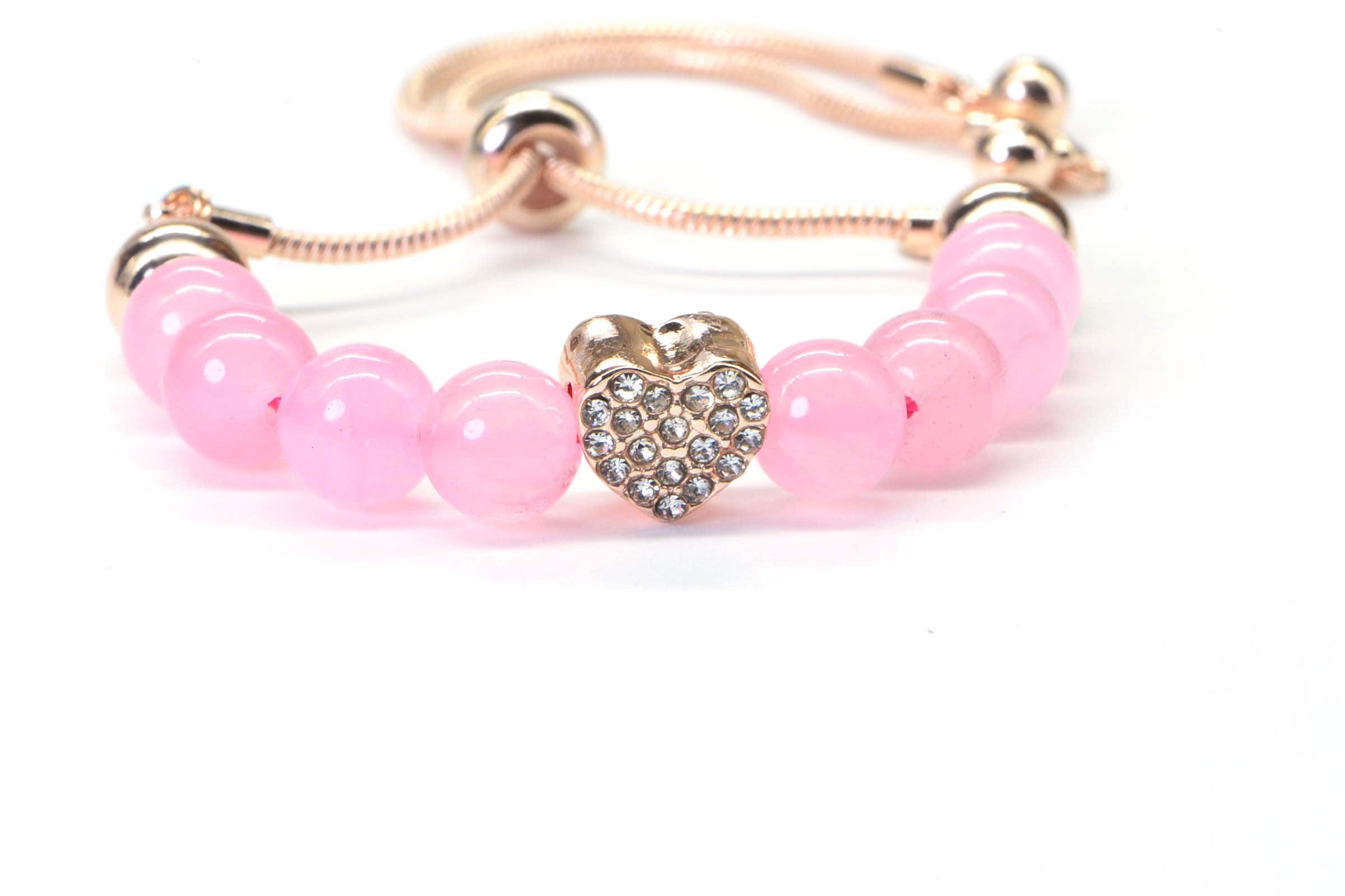 Pink Jade Rose Gold Bolo Bracelet Slide Bracelet For Women