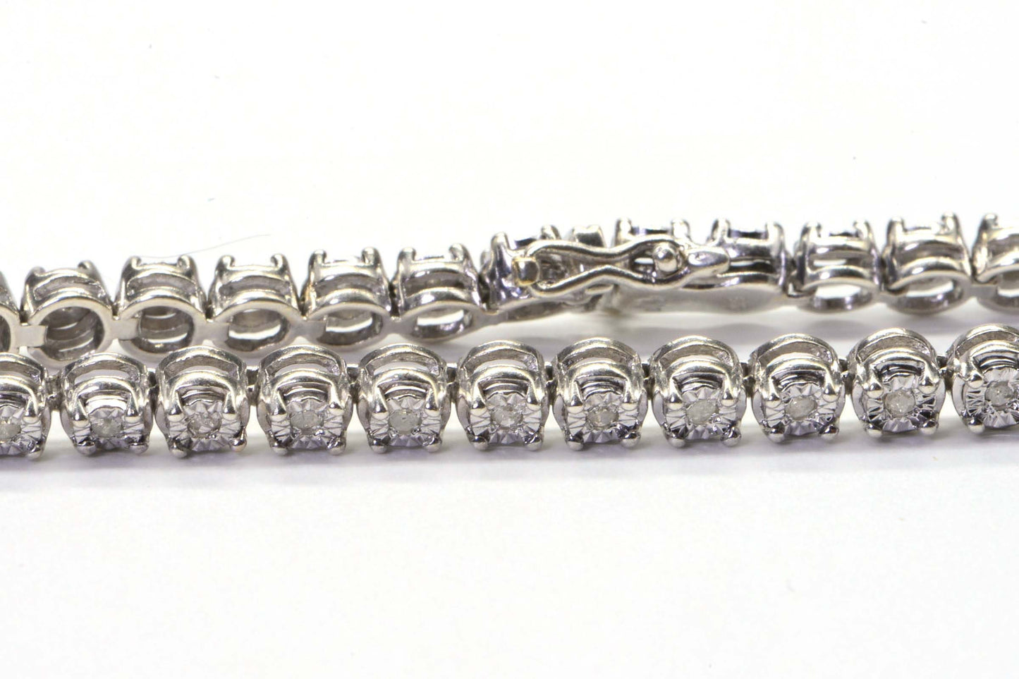 Genuine Diamond Tennis Bracelet Sterling Silver Finish Rhodium  Birthstone For April Vintage Bracelet