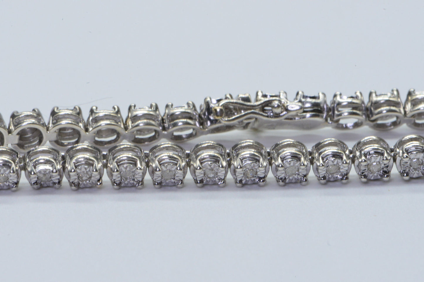Genuine Diamond Tennis Bracelet Sterling Silver Finish Rhodium  Birthstone For April Vintage Bracelet