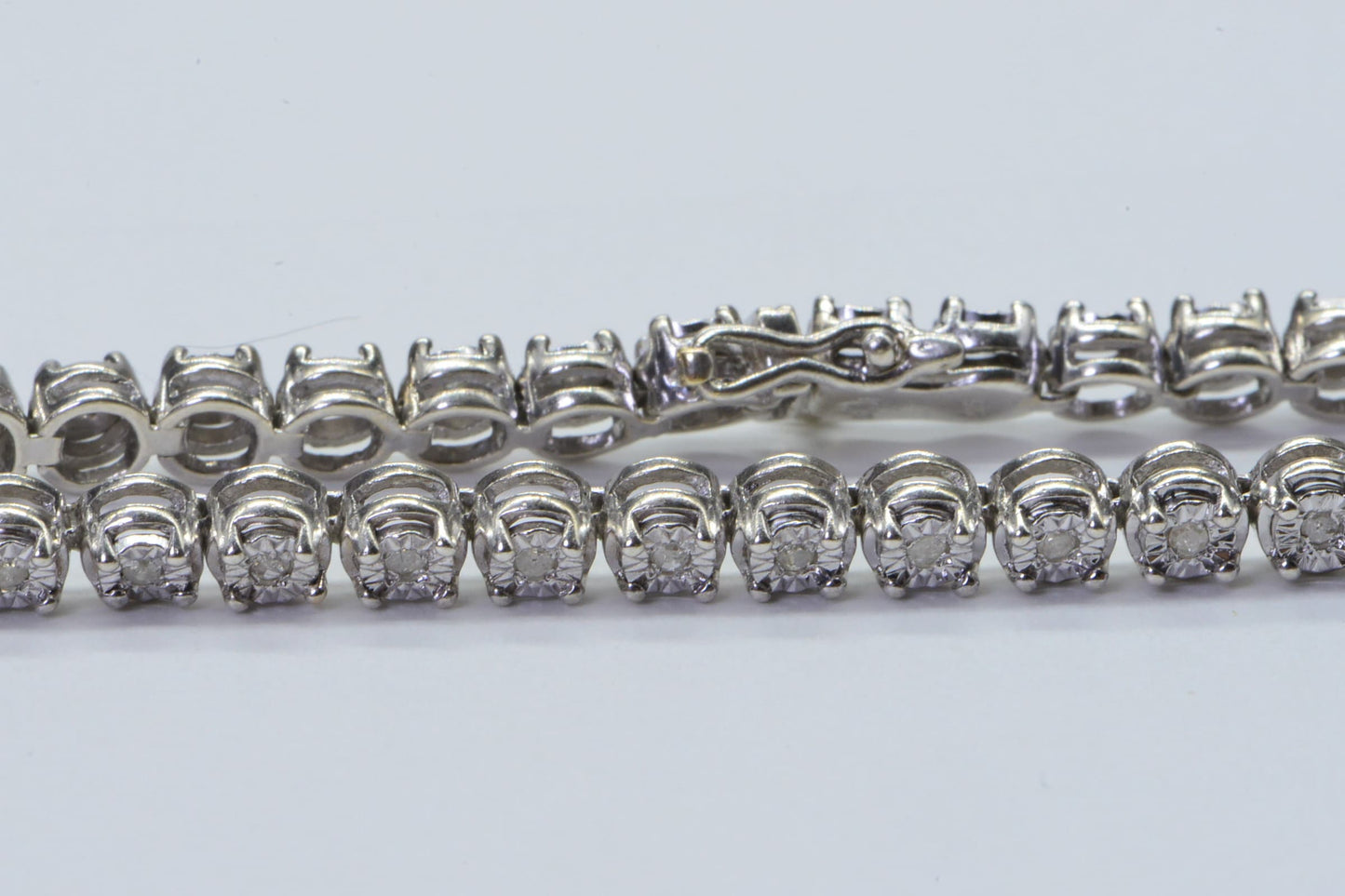 Genuine Diamond Tennis Bracelet Sterling Silver Finish Rhodium  Birthstone For April Vintage Bracelet