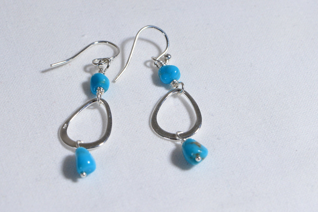 Arizona Turquoise Sleeping Beauty Earrings Wire Wrapped Sterling Silver Earrings Birthstone Jewelry