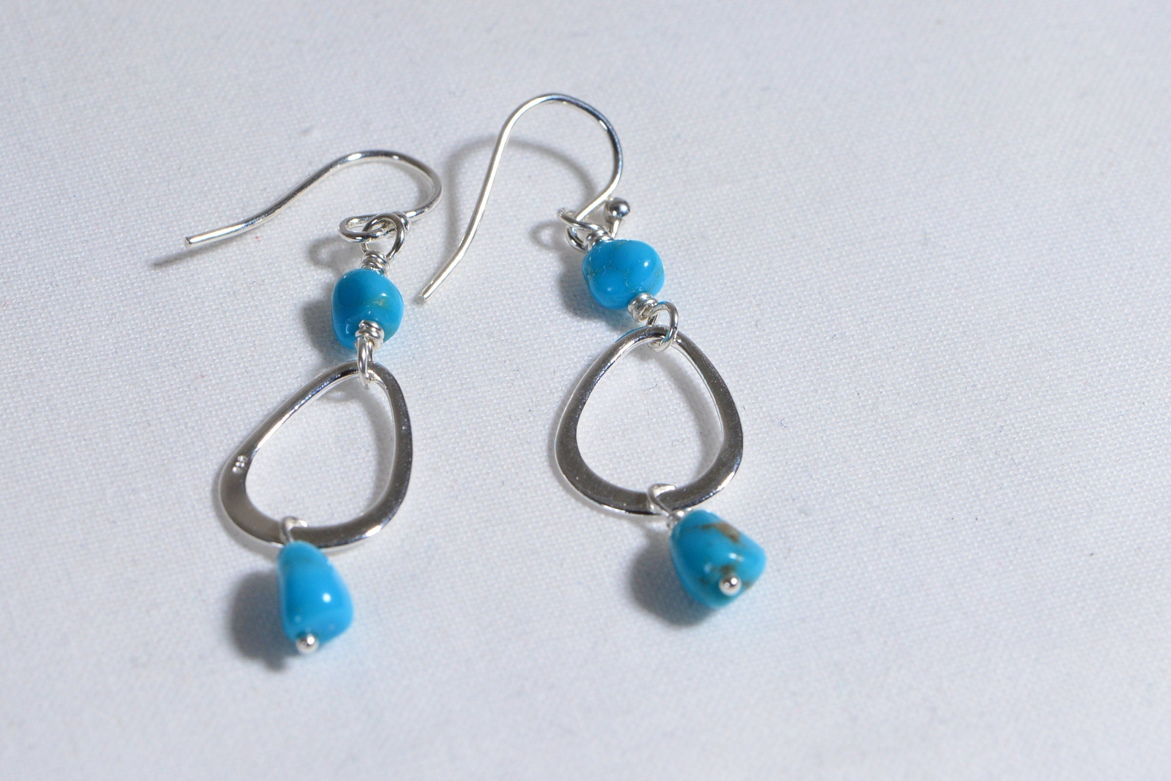 Arizona Turquoise Sleeping Beauty Earrings Wire Wrapped Sterling Silver Earrings Birthstone Jewelry