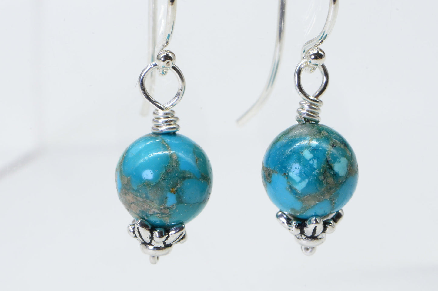 Turquoise Dangle Earrings, Handmade Sterling Silver Jewelry