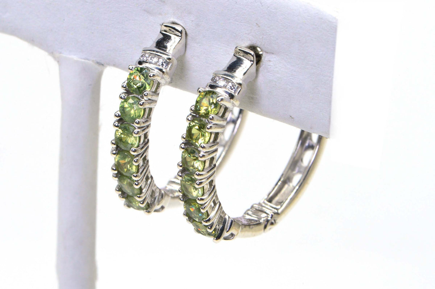 Natural Peridot Hinge Hoop Earrings Gemstone Hoops Birthstone For August Peridot Jewelry