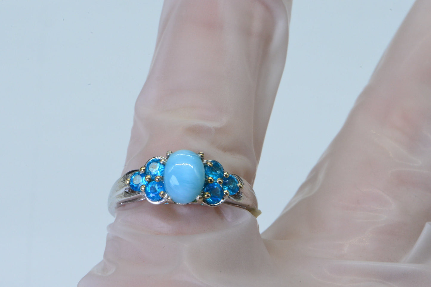 Larimar & Apatite Sterling Silver Ring, Size 6