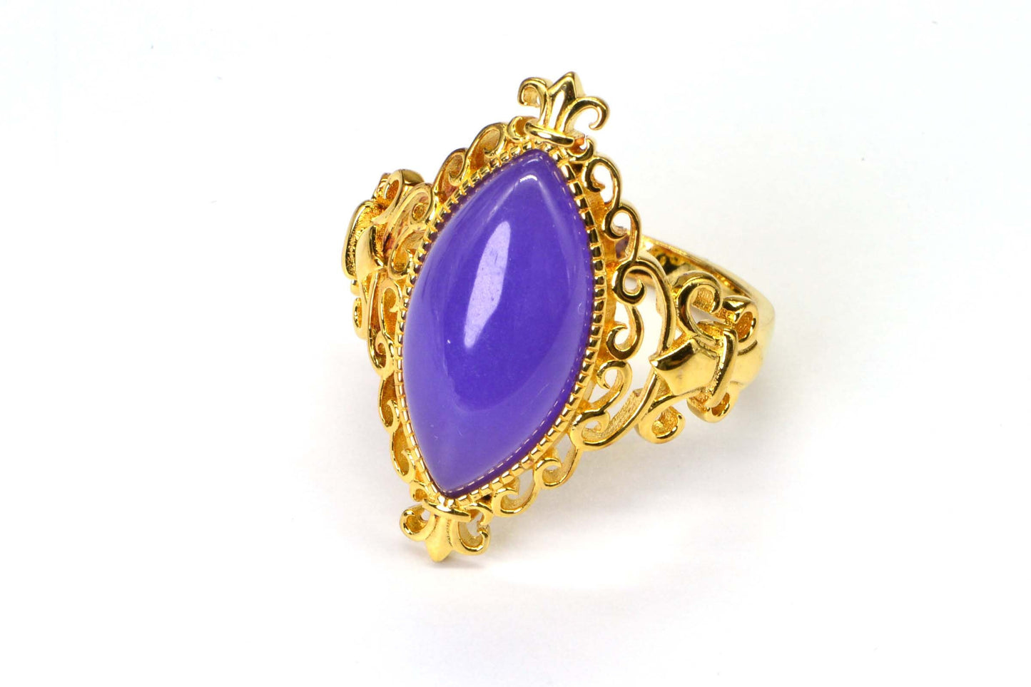 Marquise Purple Jade Cocktail Ring, 14K Gold Over Sterling Silver, Size 10