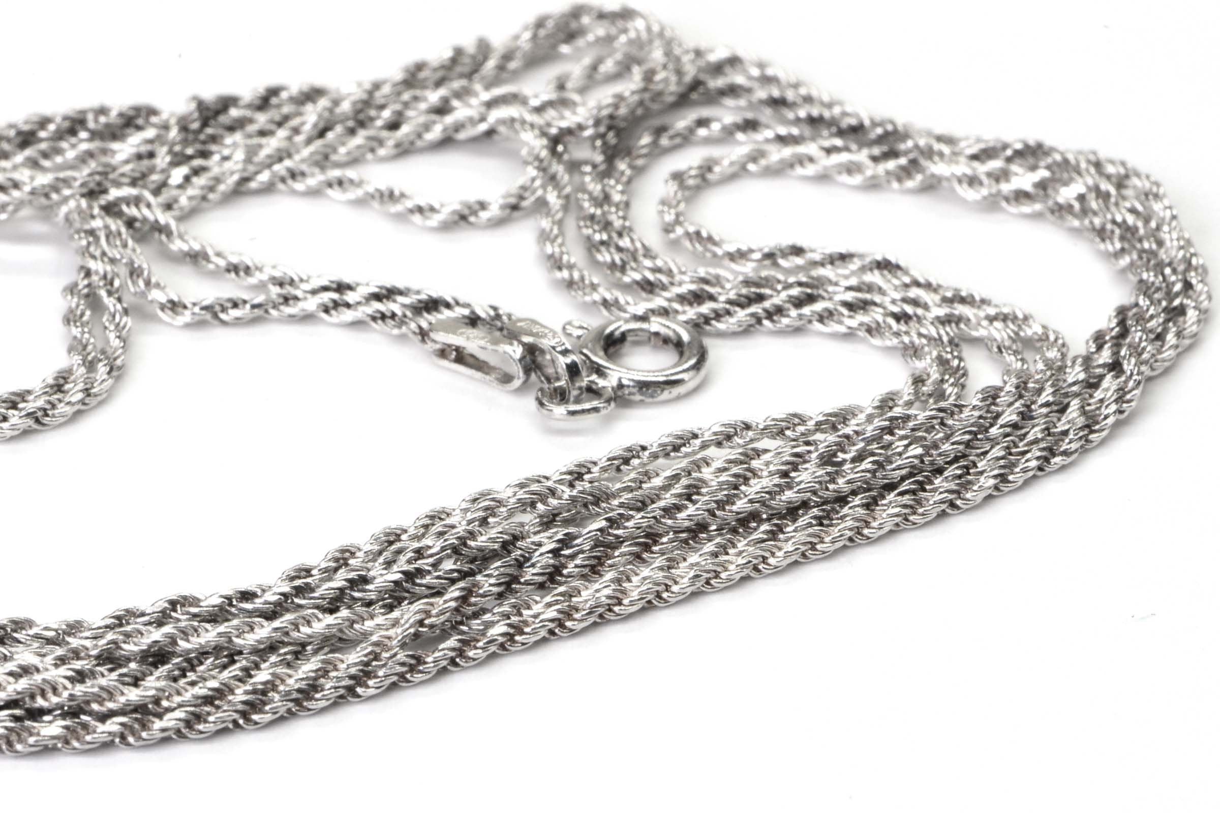 Diamond Cut Rope Chain Italian Sterling Silver Extra Long 60 Inch necklace