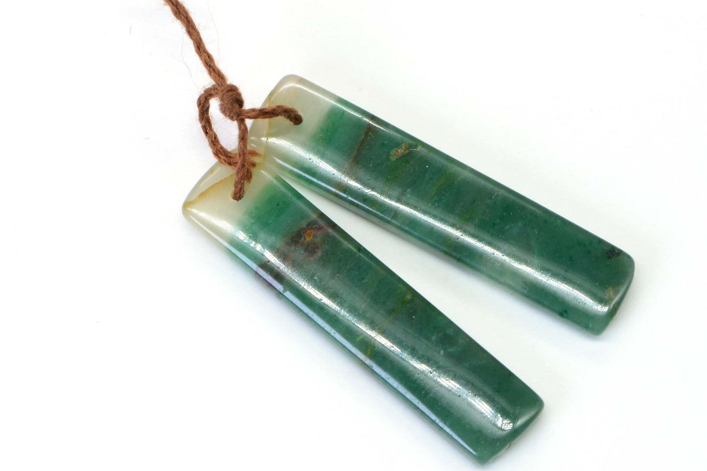 Jade Cabochon Rectangle 39X8 mm Matched Pair For Earrings