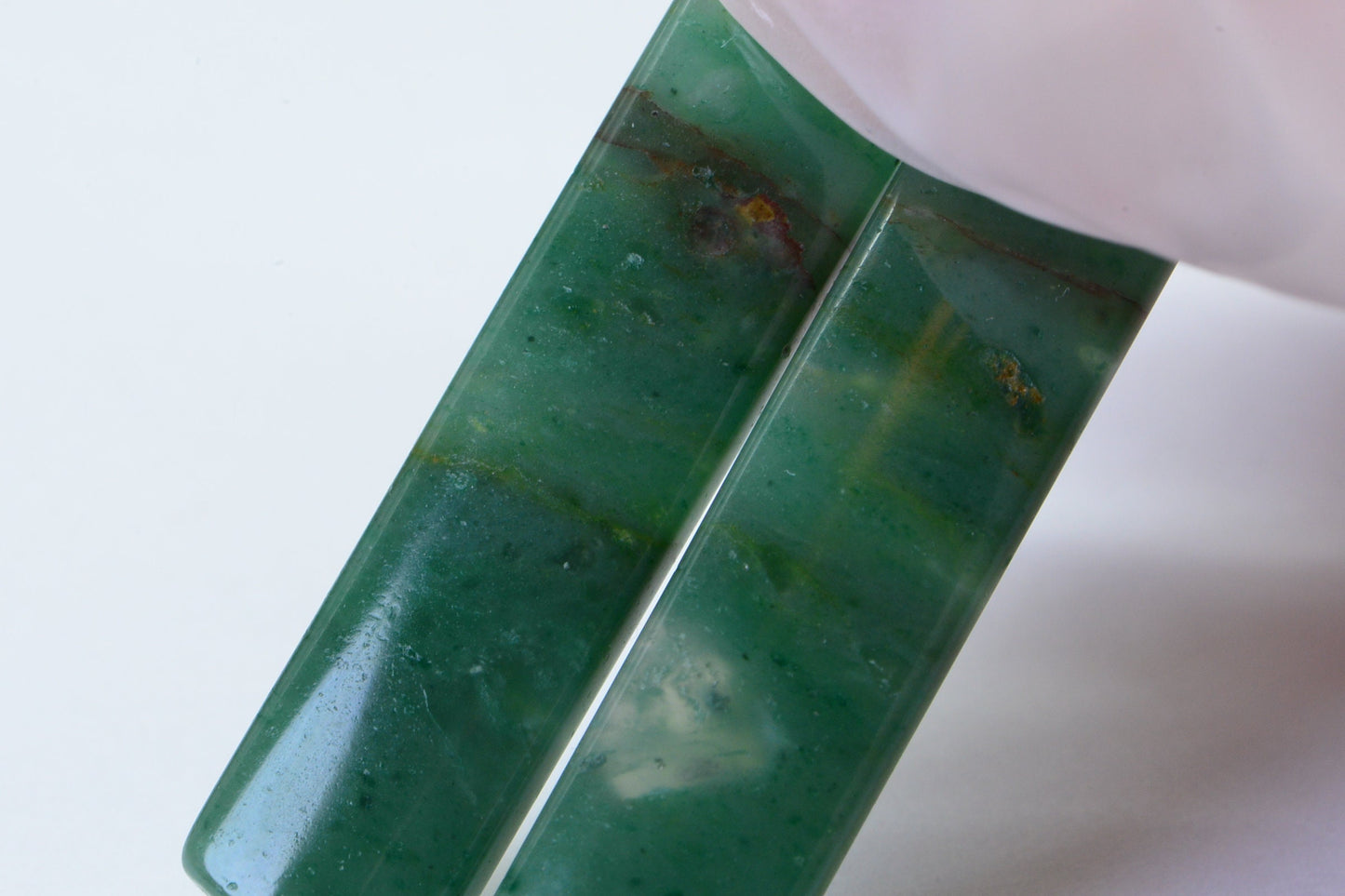 Jade Cabochon Rectangle 39X8 mm Matched Pair For Earrings