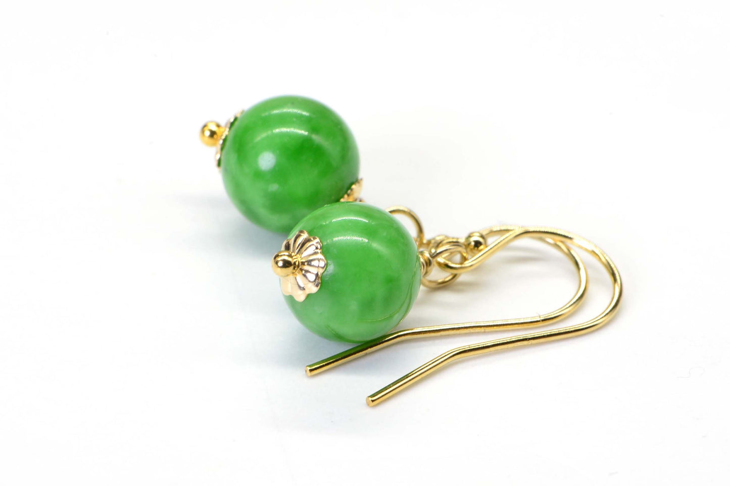 Natural Maw Sit Sit Jade Ablite  Dangle Earrings 14K Yellow Gold Filled Dainty Earring