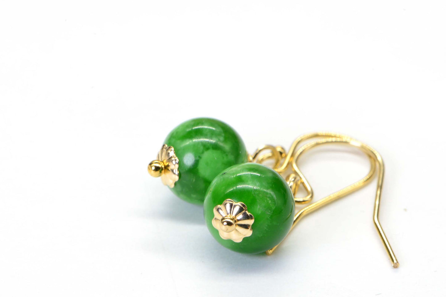 Natural Maw Sit Sit Jade Ablite  Dangle Earrings 14K Yellow Gold Filled Dainty Earring