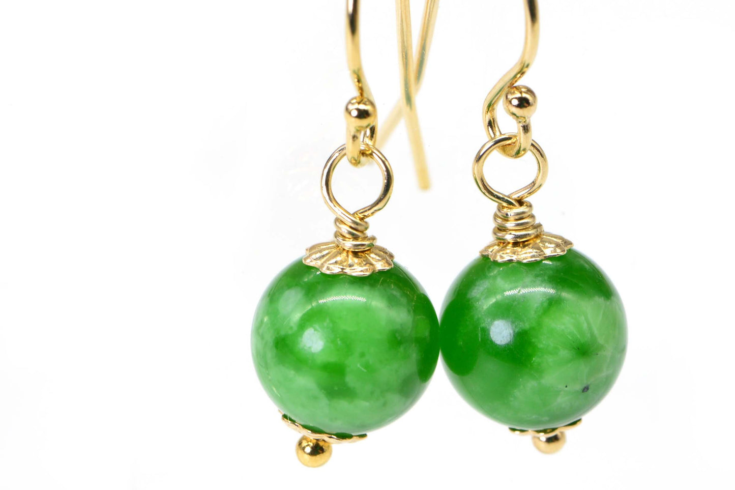 Natural Maw Sit Sit Jade Ablite  Dangle Earrings 14K Yellow Gold Filled Dainty Earring