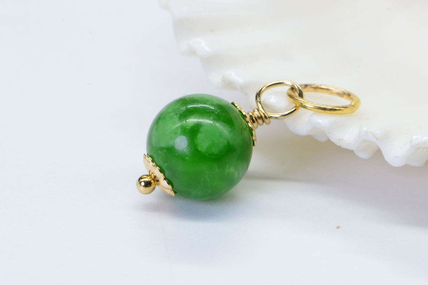 Maw Sit Sit Jade Charm, 14K Gold Filled Pendant