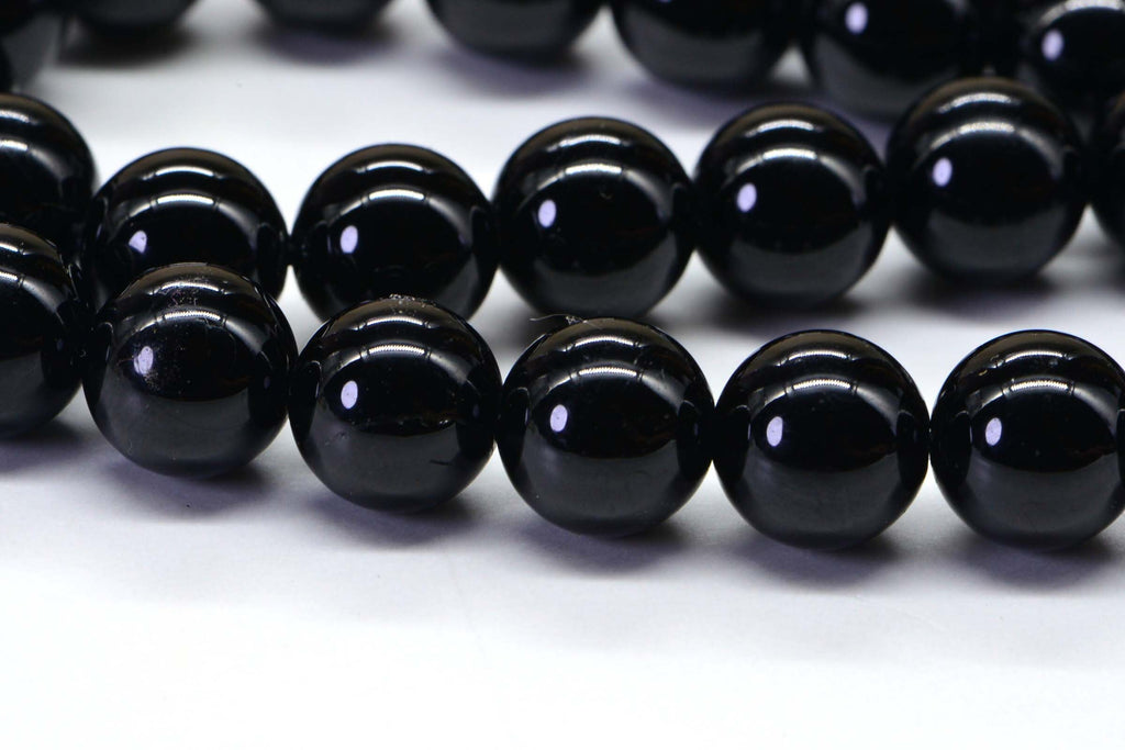 Black Tourmaline  8mm Real Gemstone Black Smooth Round