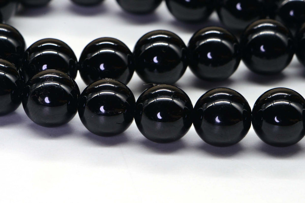 Black Tourmaline  8mm Real Gemstone Black Smooth Round