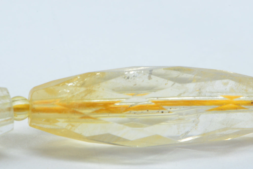 Faceted Citrine Gemstone Beads: Light Canary Yellow, 30x9mm (6 Pcs)