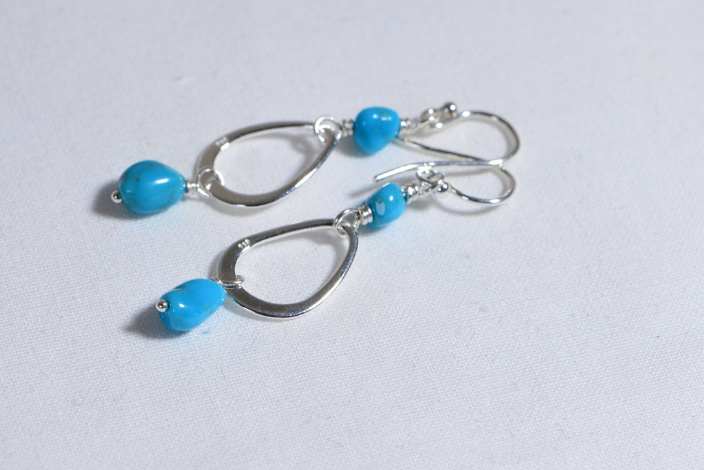 Arizona Turquoise Sleeping Beauty Earrings Wire Wrapped Sterling Silver Earrings Birthstone Jewelry