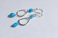 Arizona Turquoise Sleeping Beauty Earrings Wire Wrapped Sterling Silver Earrings Birthstone Jewelry