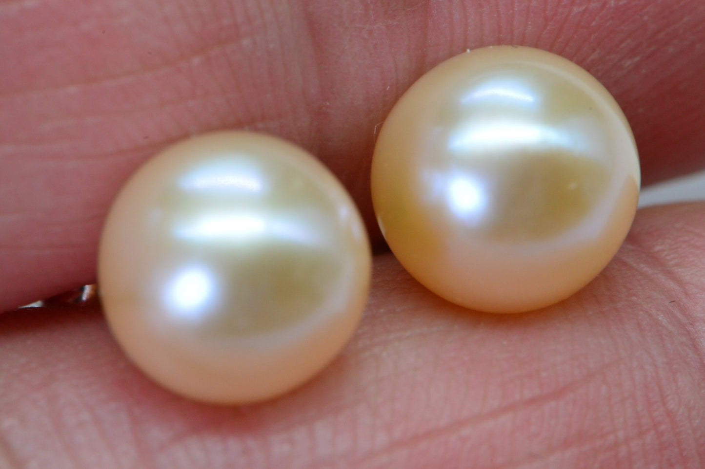 Bridesmaid Pearl Stud Earrings Genuine Freshwater Peach Pearl 8mm Sterling Silver Post