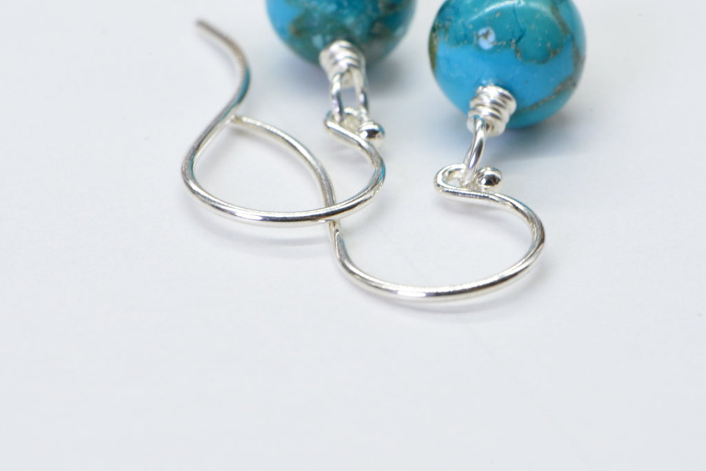 Natural Turquoise Sterling Silver Earrings: Gemstone Jewelry