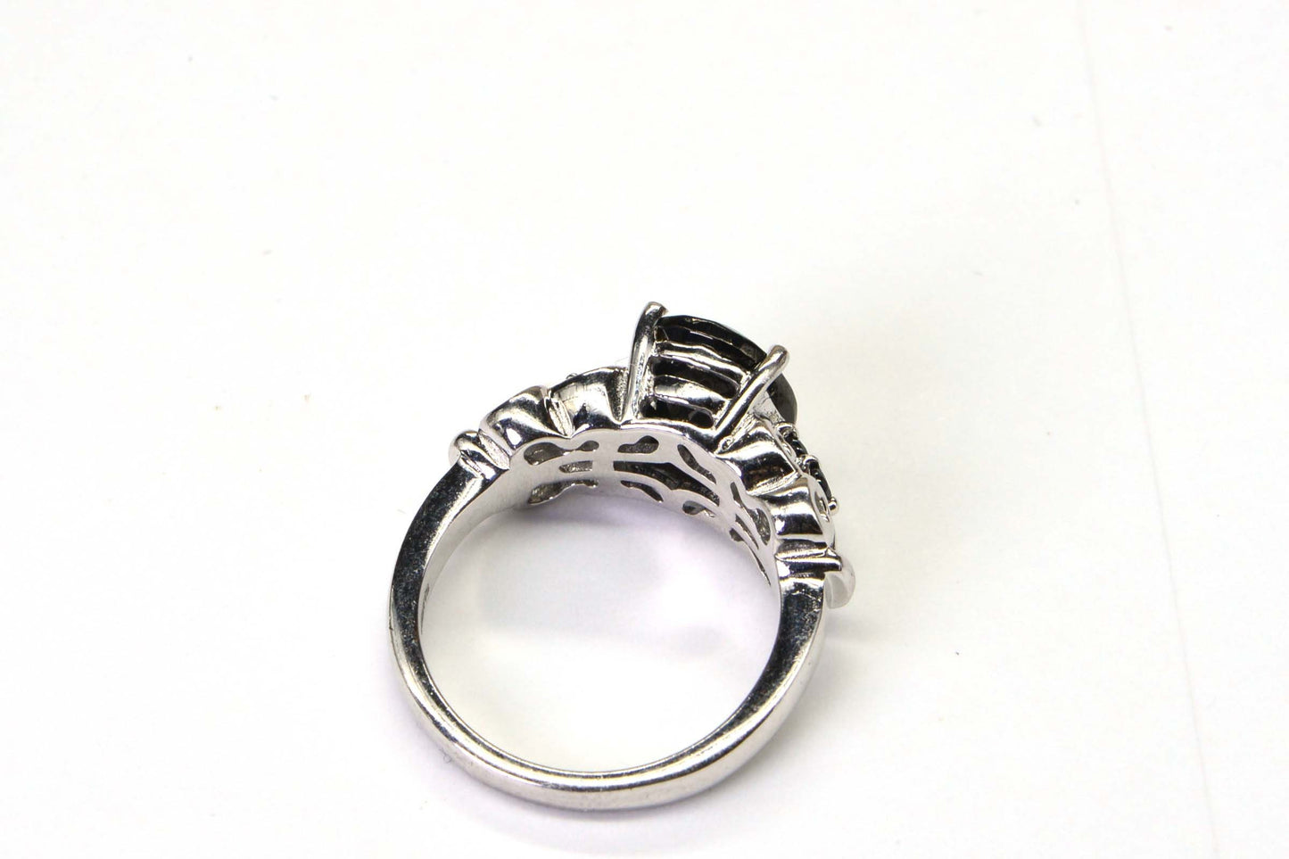 Black Onyx Sterling Silver Ring, Oval Multi Gemstone Cocktail Ring