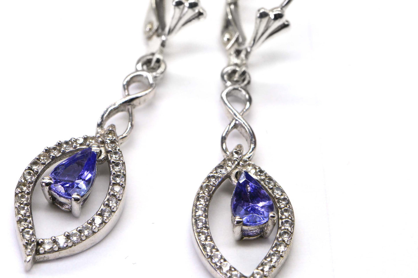 Tanzanite Teardrop Dangle  Earrings Purple Gemstone Hoop Flower Earrings Birthstone December
