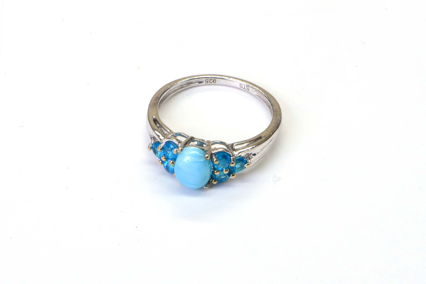 Larimar & Apatite Sterling Silver Ring, Size 6