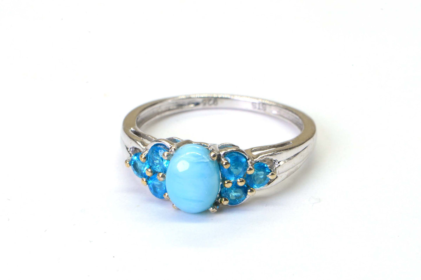 Larimar & Apatite Sterling Silver Ring, Size 6