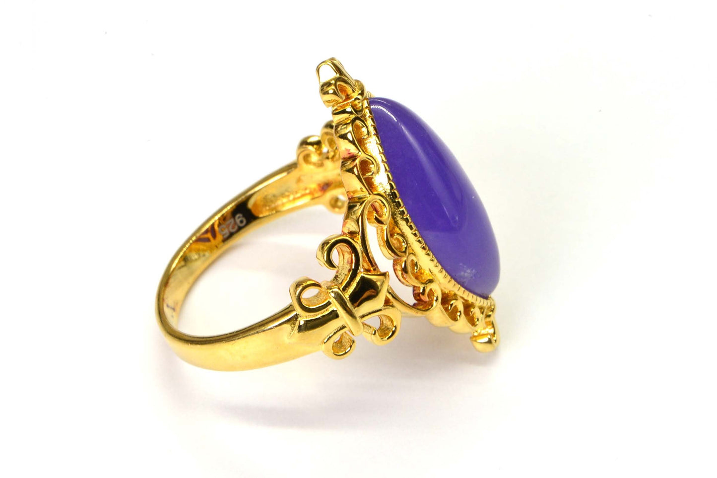 Marquise Purple Jade Cocktail Ring, 14K Gold Over Sterling Silver, Size 10