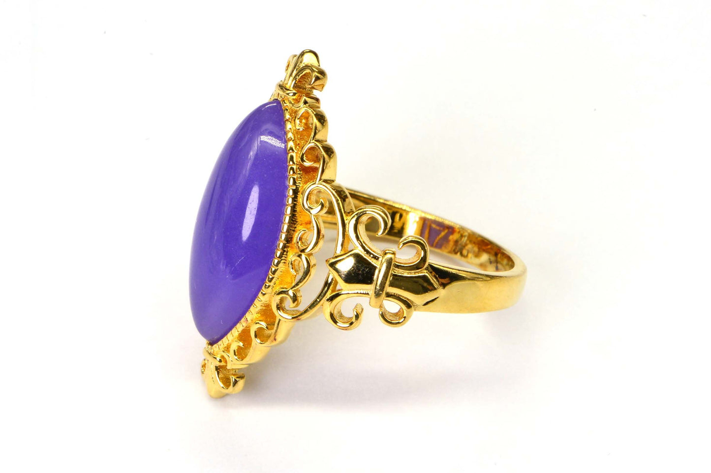 Marquise Purple Jade Cocktail Ring, 14K Gold Over Sterling Silver, Size 10