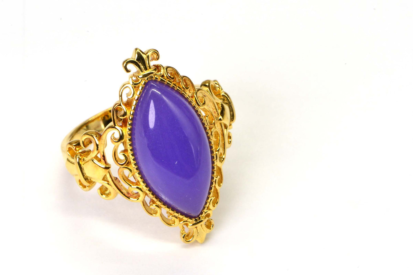 Marquise Purple Jade Cocktail Ring, 14K Gold Over Sterling Silver, Size 10